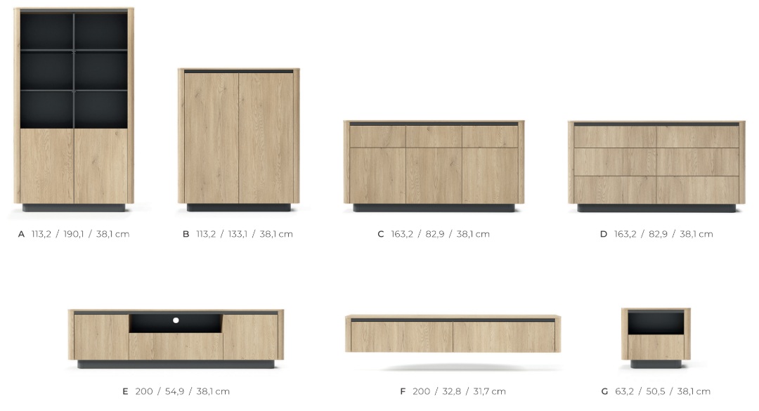 ORRO Szafka Wisząca RTV o zaokrąglonym kształcie 2D - zdjęcie produktu